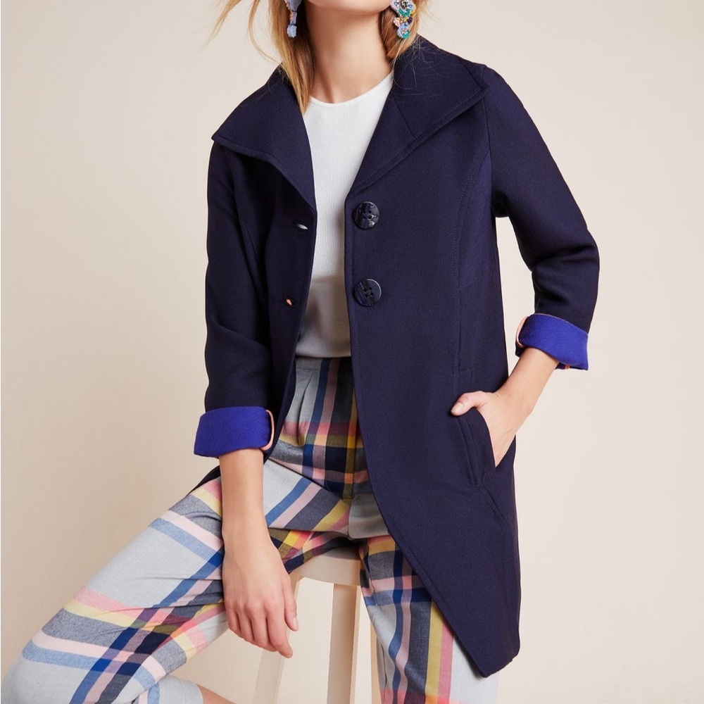 WELLESLEY Pleated Peacoat - Navy - XS